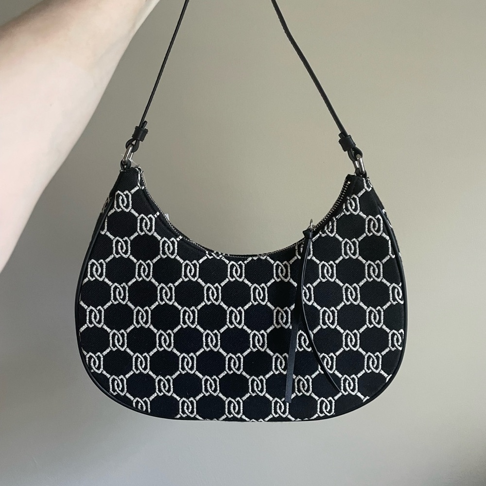 H&M Black and White Patterned Shoulder Bag